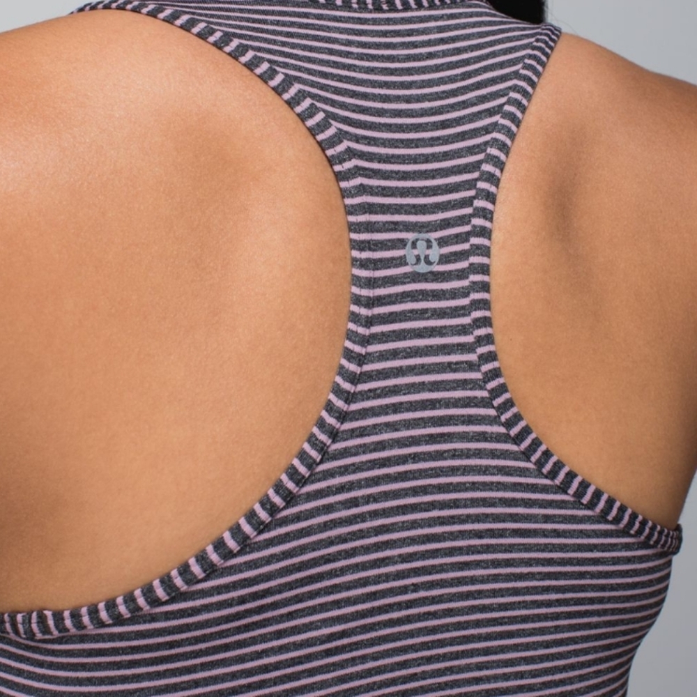 Lululemon Cool Racerback Hyper Stripe Mauvelous Heathered Black tank top - Picture 4 of 9